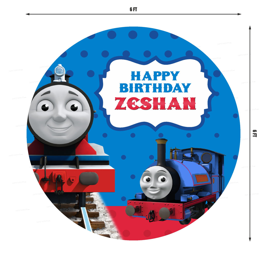 PSI Thomas and Friends Theme Personalized Round Backdrop
