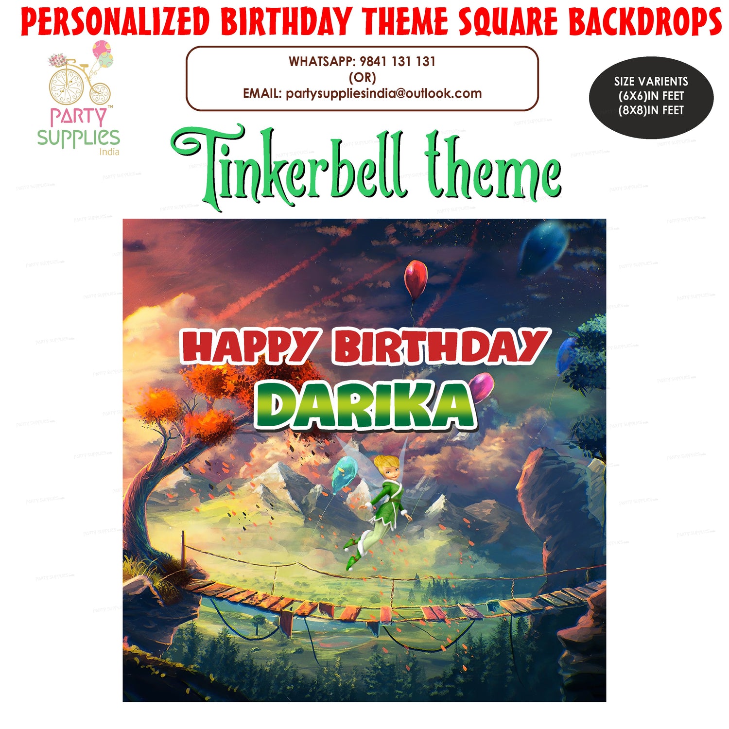 PSI Tinker Bell Theme Square Backdrop