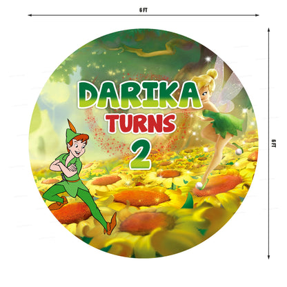 Tinker Bell Theme Personalized Round Backdrop - image 2 of 4 | Party Supplies India