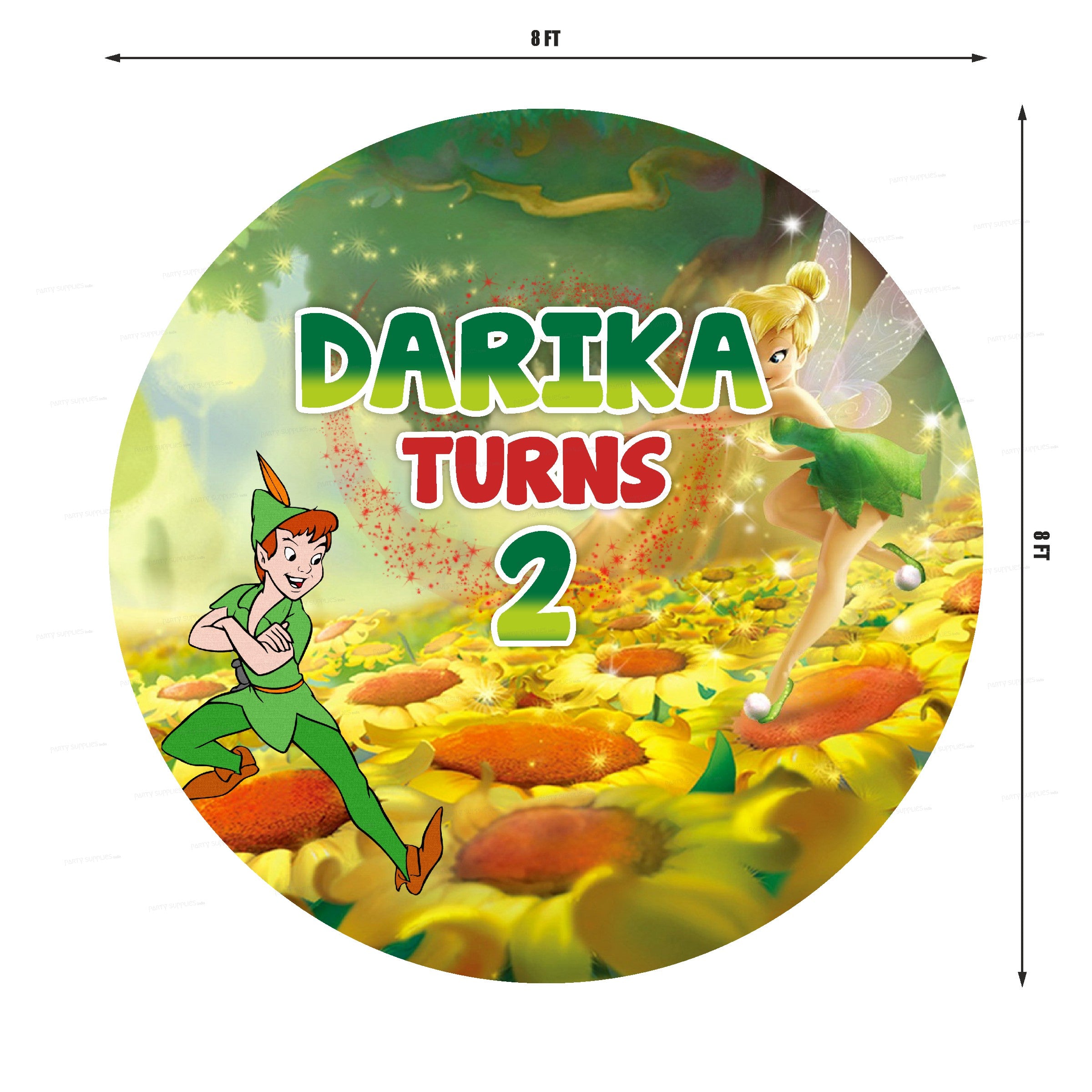 Tinker Bell Theme Personalized Round Backdrop - image 3 of 4 | Party Supplies India
