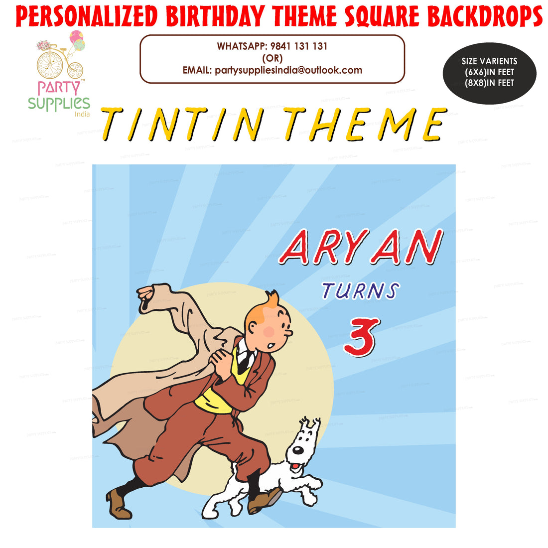 Tintin Theme Square Backdrop