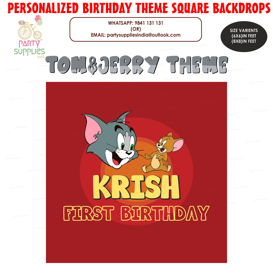 Tom & Jerry Theme Square Backdrop