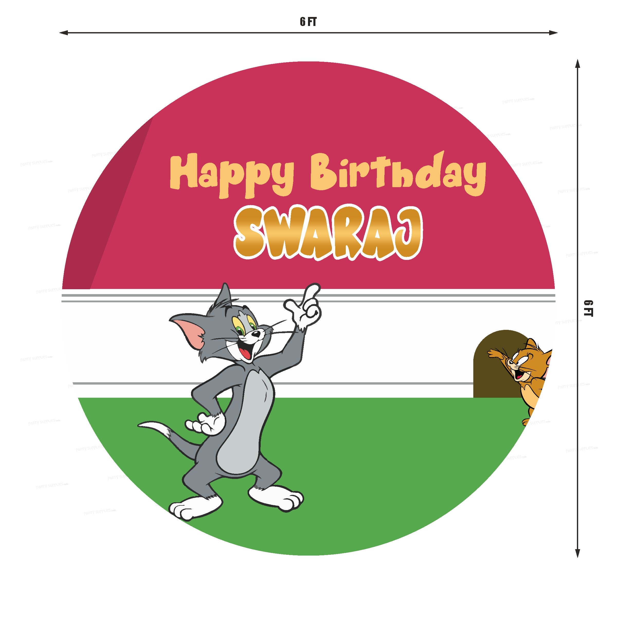 Tom &amp; Jerry Theme Customized Round Backdrop