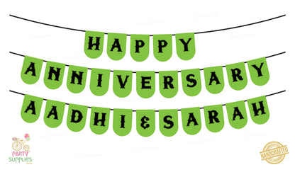 Hand Crafted Mint Green with Black Happy Anniversary Bunting