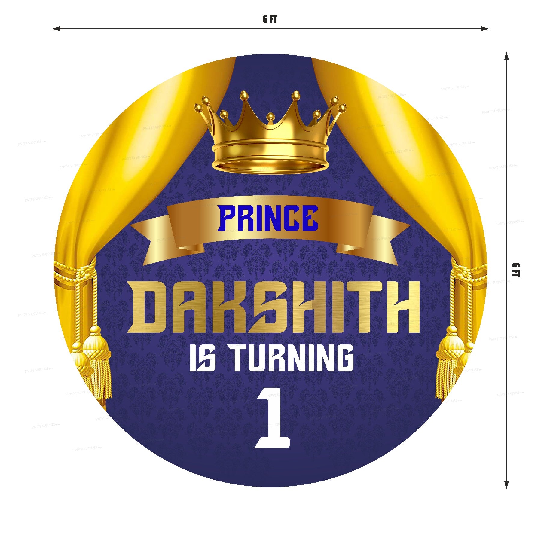 Prince Theme Round Backdrop - image 2 of 4 | Party Supplies India