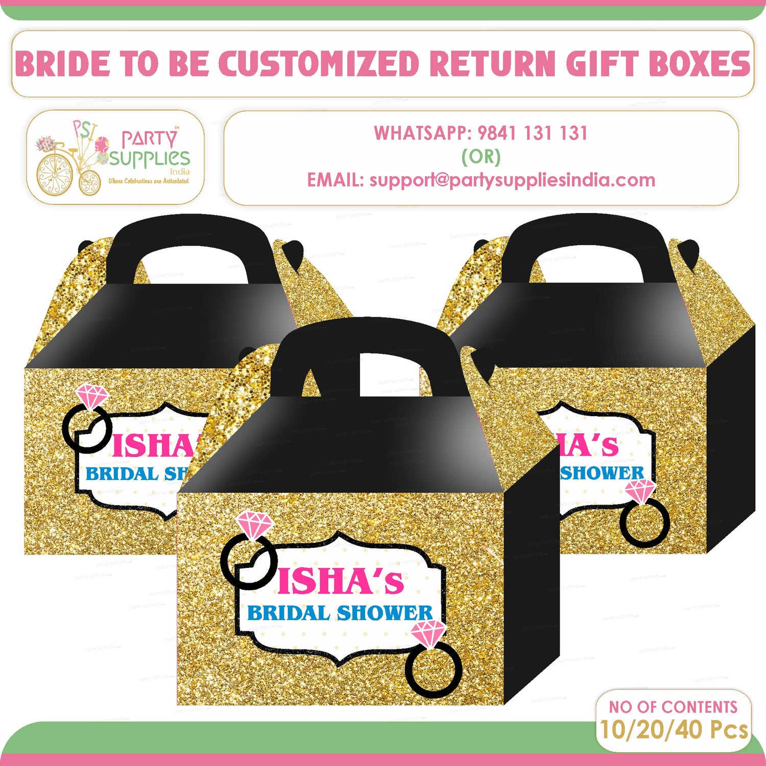 PSI  Bride to Be Theme Goodie Return Gift Boxes