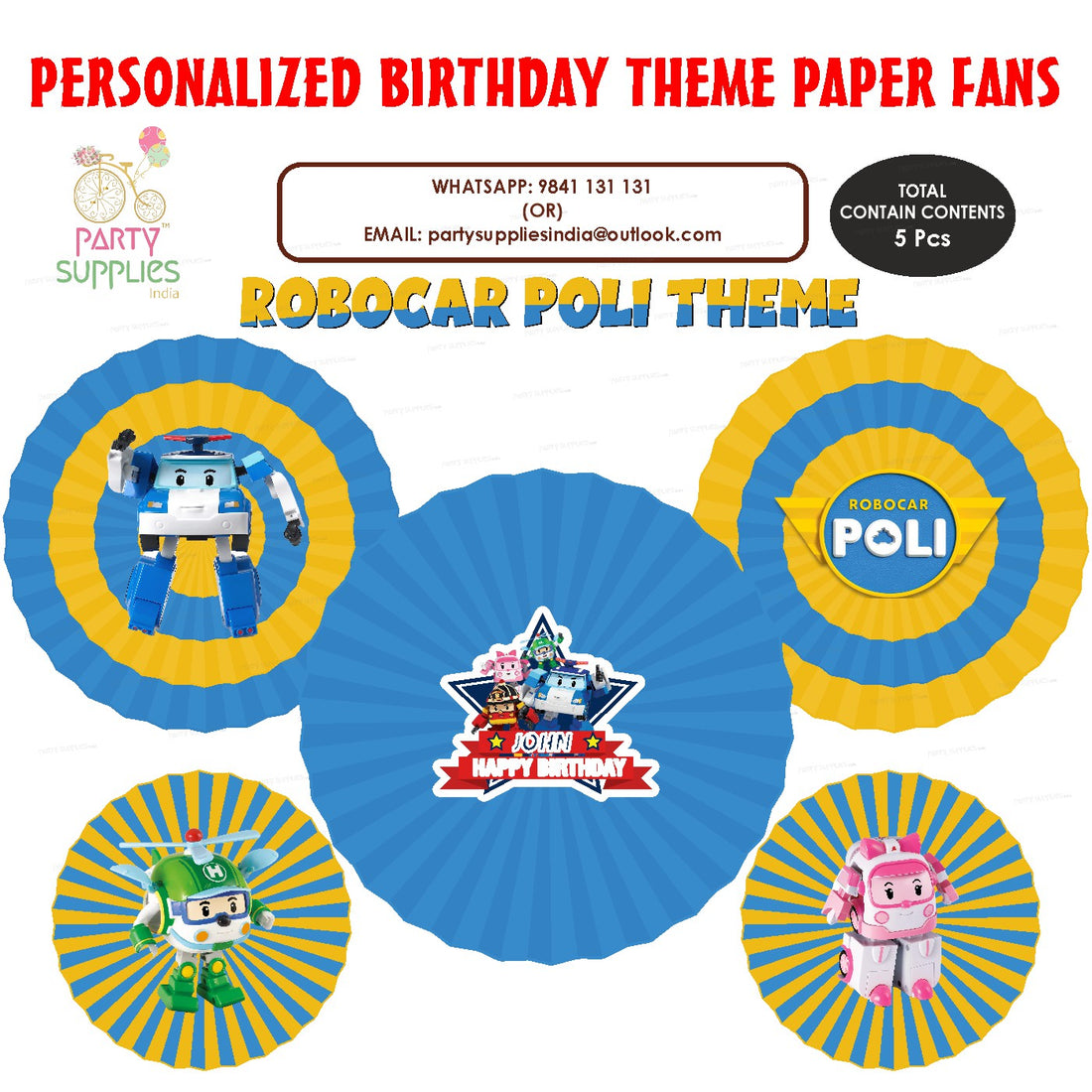 PSI Robo poli Theme Paper Fan