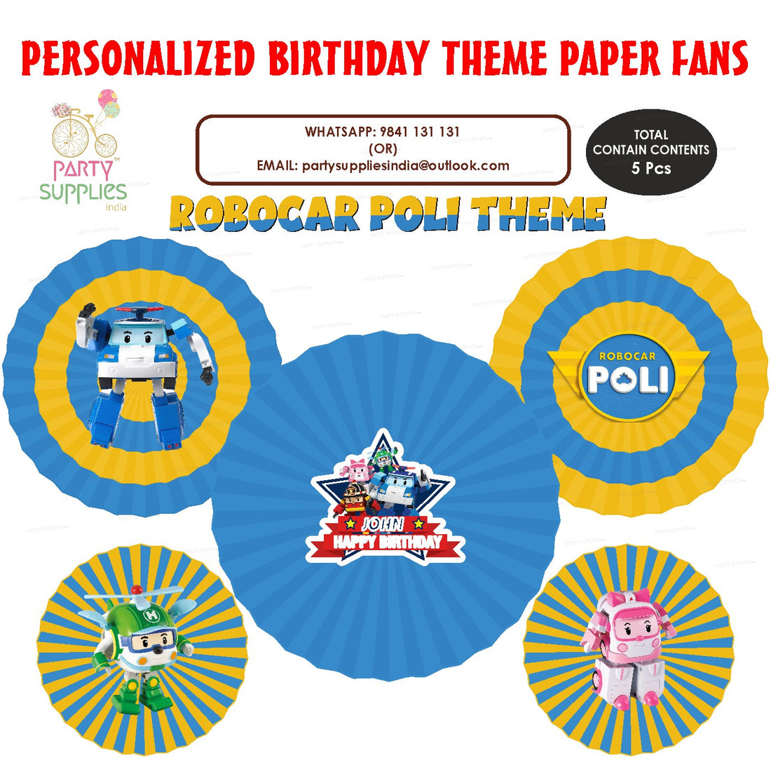 Robo poli Theme Paper Fan