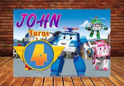 Robo Poli Theme Backdrop