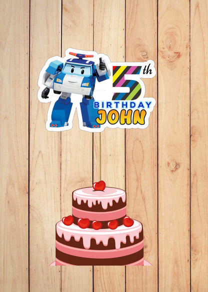 Robo Poli Theme Cake Topper