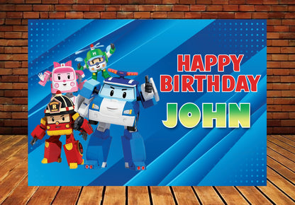 Robo Poli Theme Customized  Backdrop