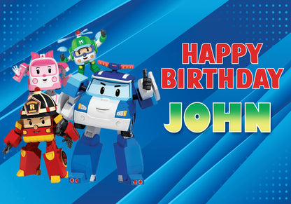 Robo Poli Theme Customized  Backdrop