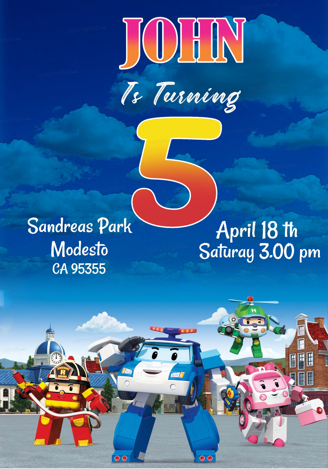 Robo Poli Theme Invite