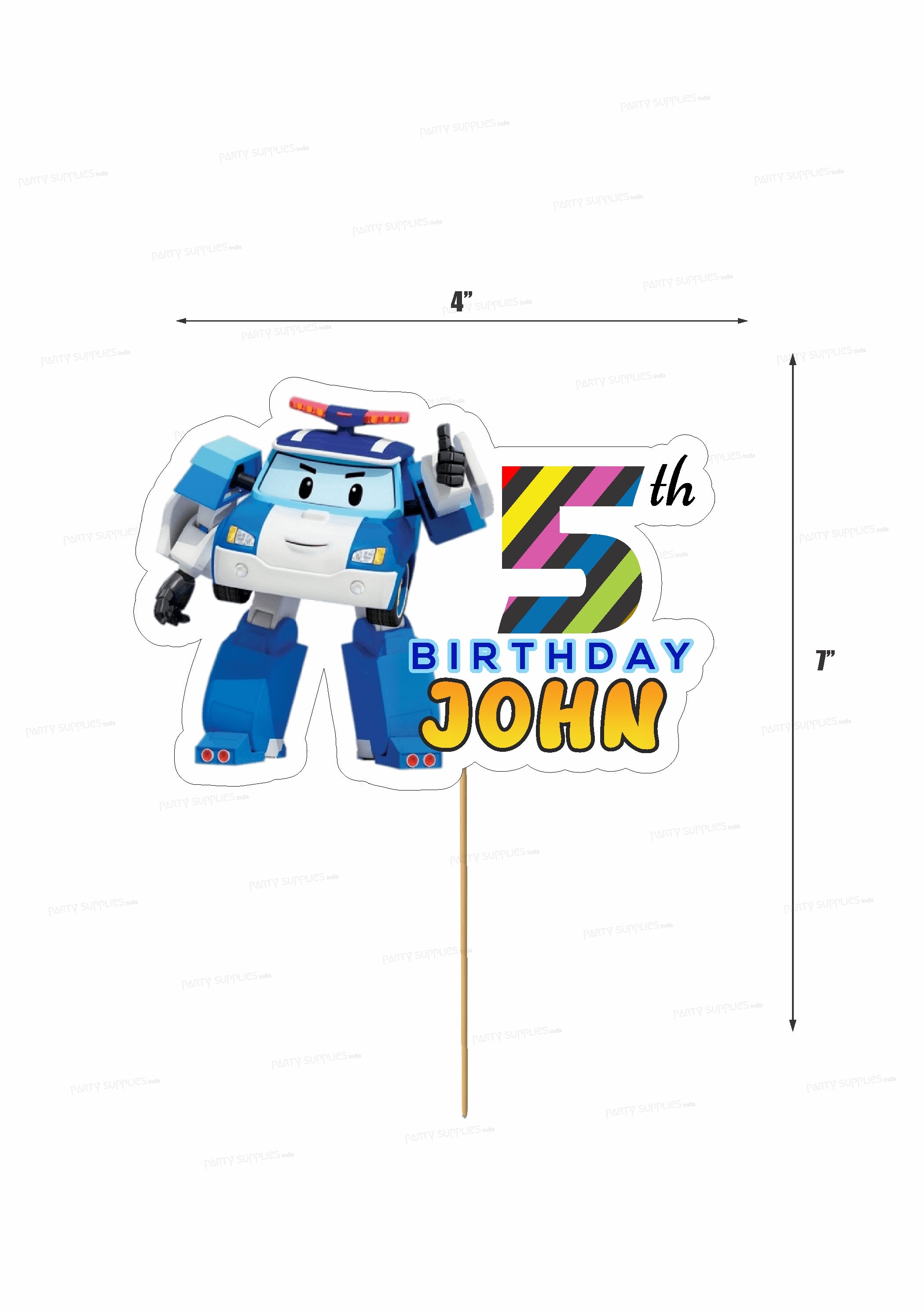 Robo Poli Theme Cake Topper