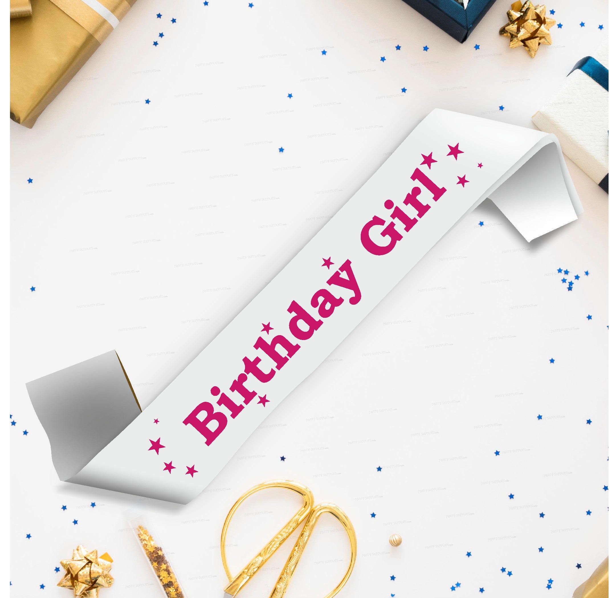Birthday Girl White with Pink Satin Party Sash - image 2 of 3 | Party Supplies India