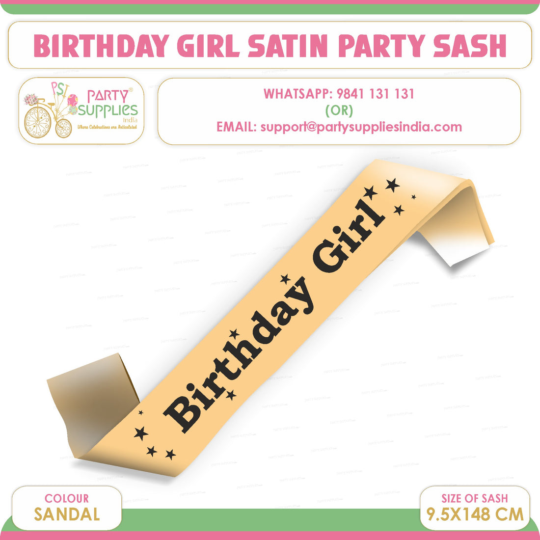 PSI Birthday Girl Sandal Satin Party Sash