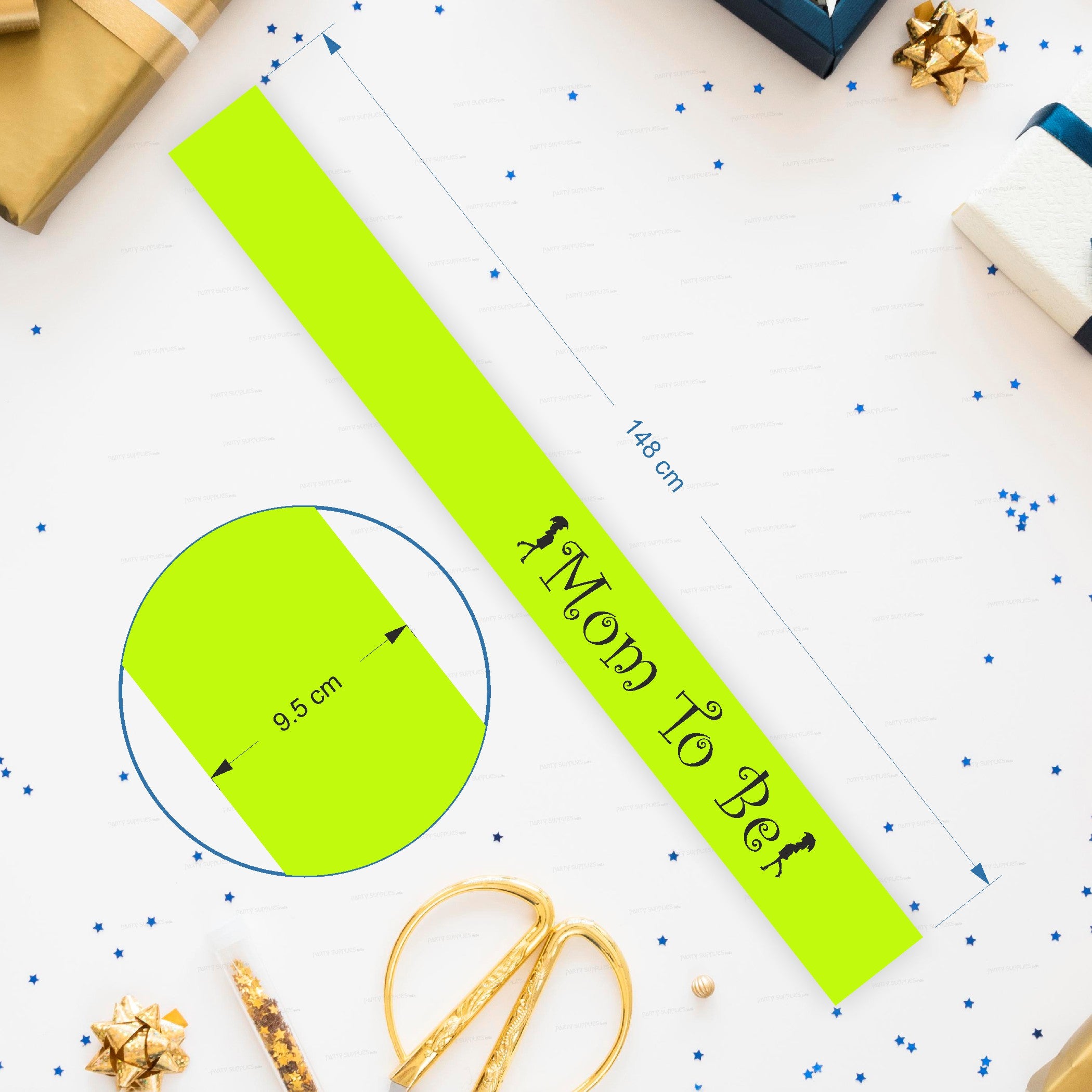 PSI Mom to Be Neon Green Satin Party Sash