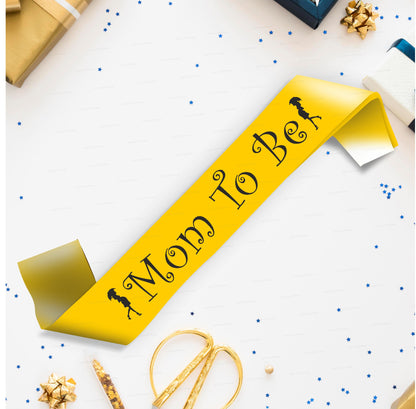 PSI Mom to Be Gold Satin Party Sash