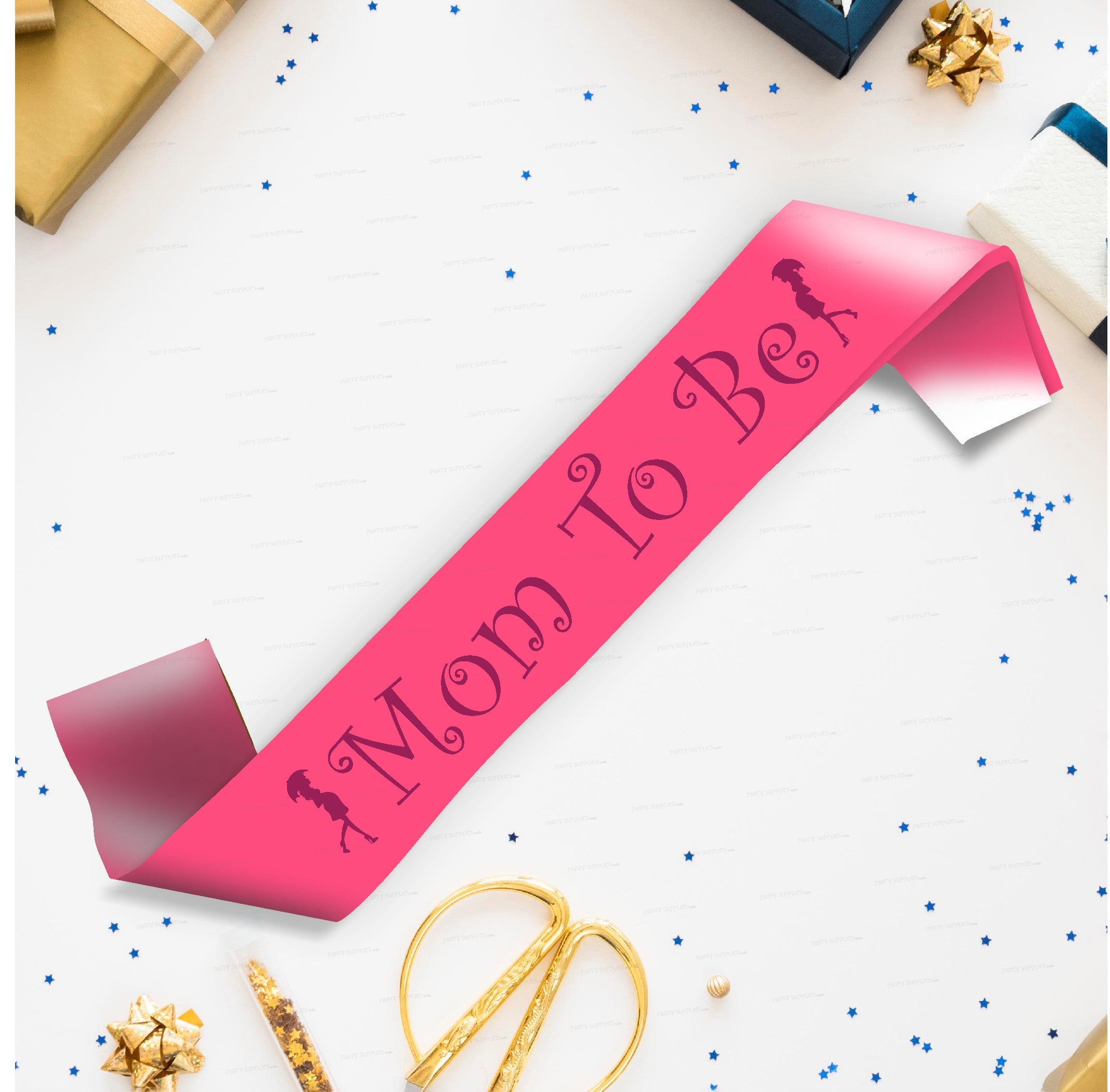 PSI Mom to Be Neon Pink Satin Party Sash