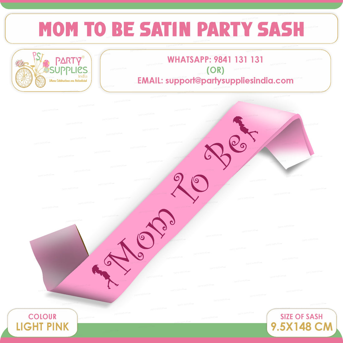 Mom to Be Pink Satin Party Sash