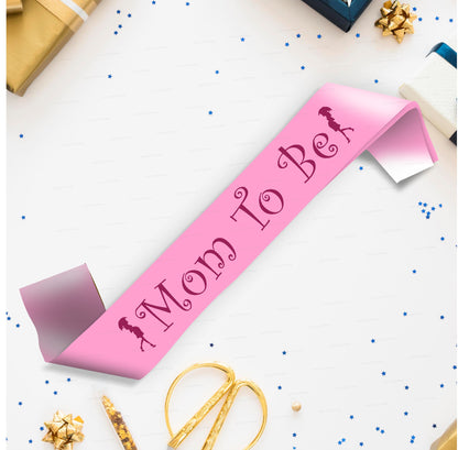 PSI Mom to Be Pink Satin Party Sash