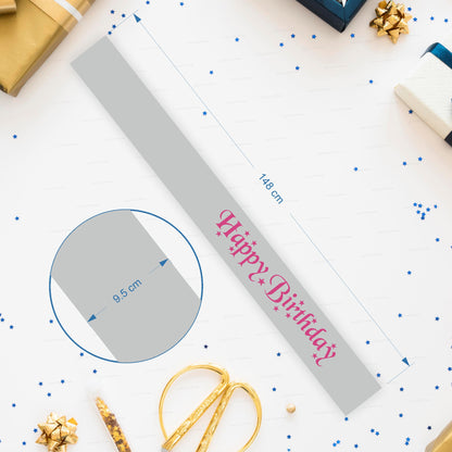 Happy Birthday Silver Satin Party Sash