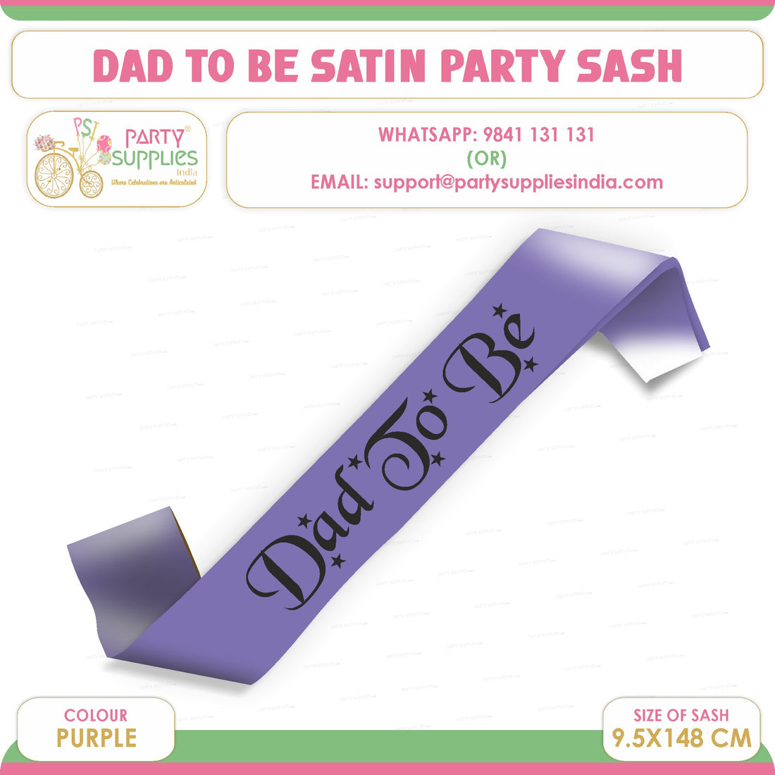 PSI Dad to Be Purple Satin Party Sash