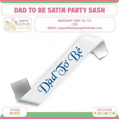 Dad to Be White Satin Party Sash