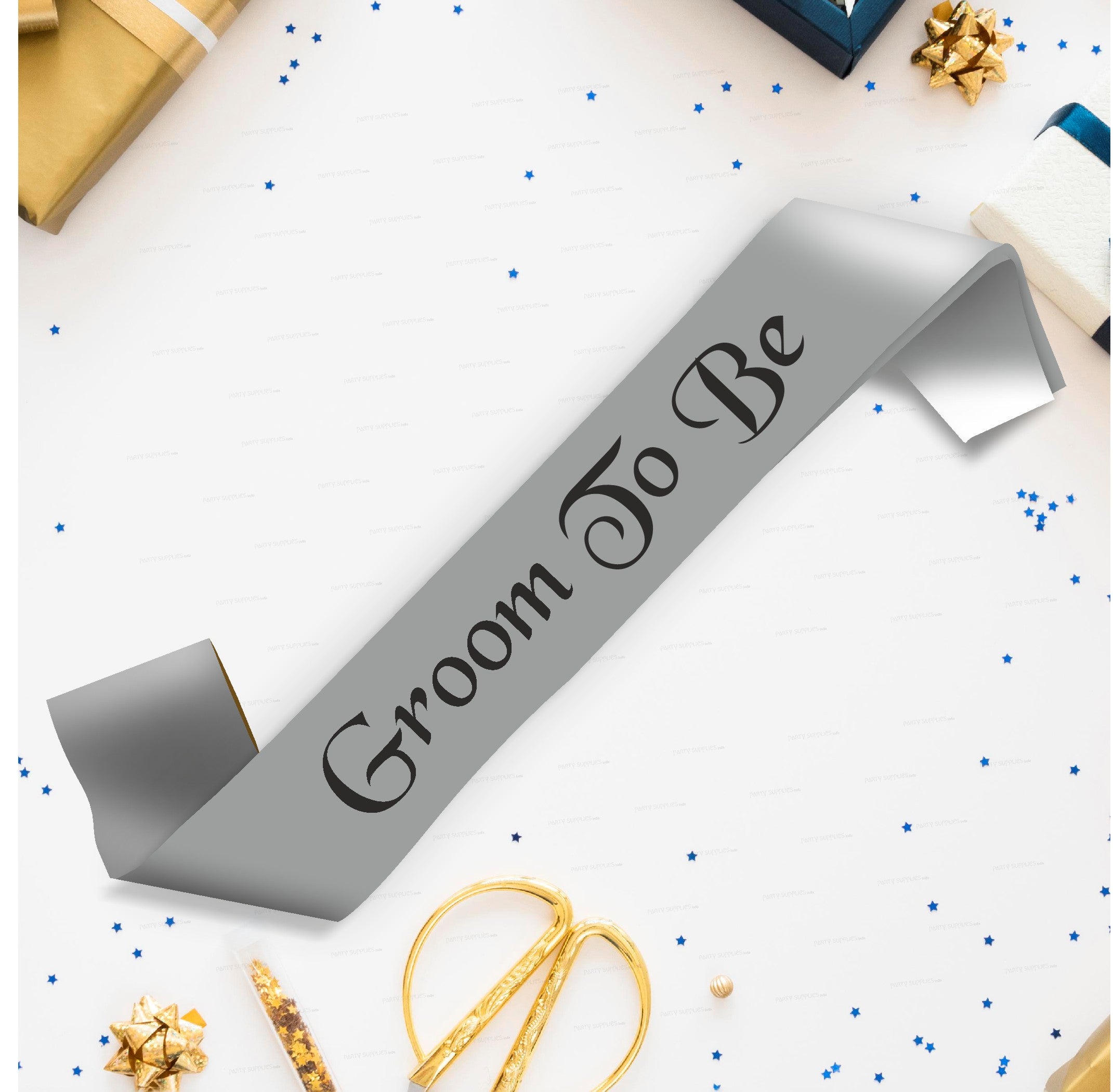 PSI Groom to Be Silver Satin Party Sash
