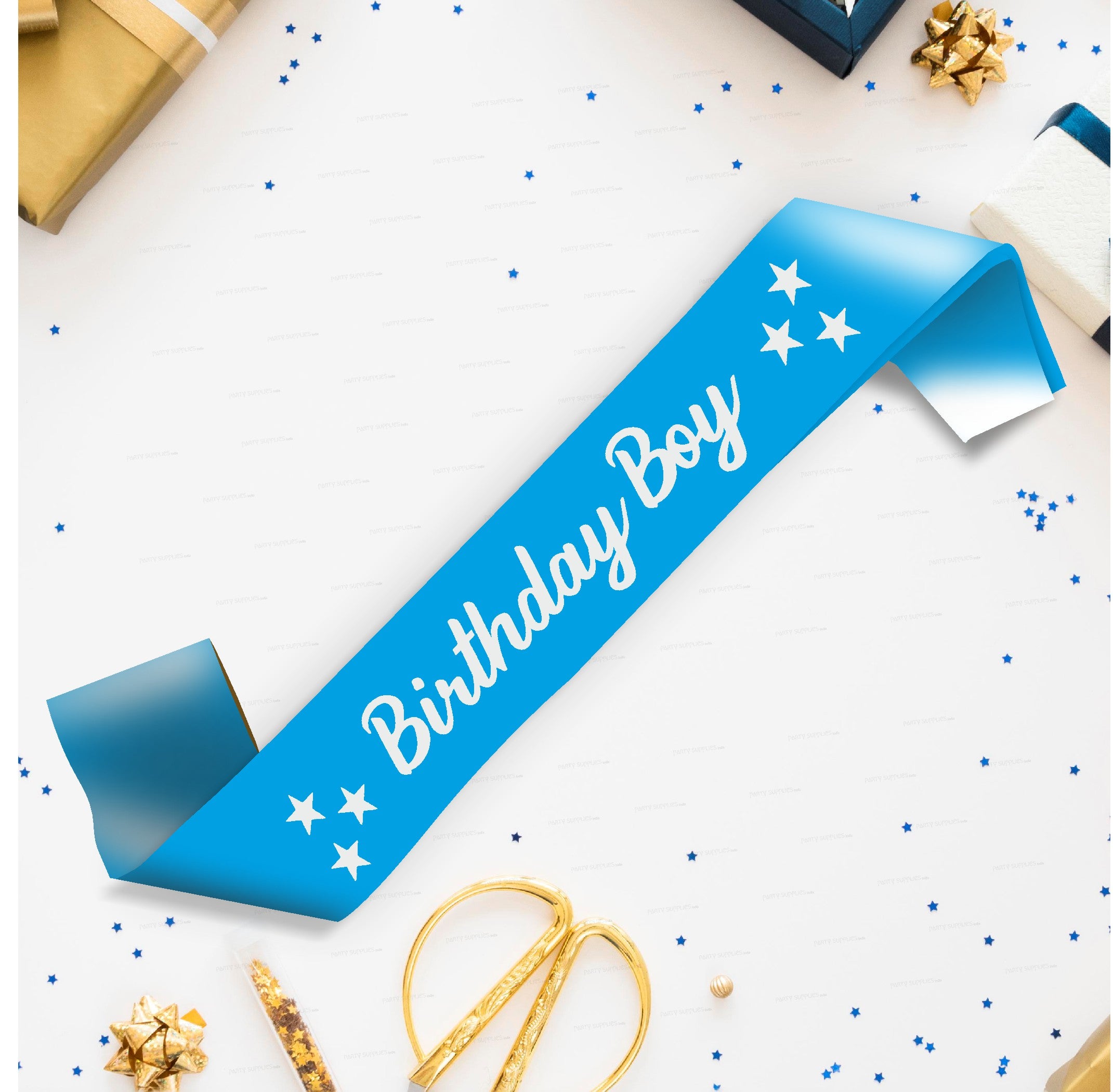 Birthday Boy Blue Satin Party Sash