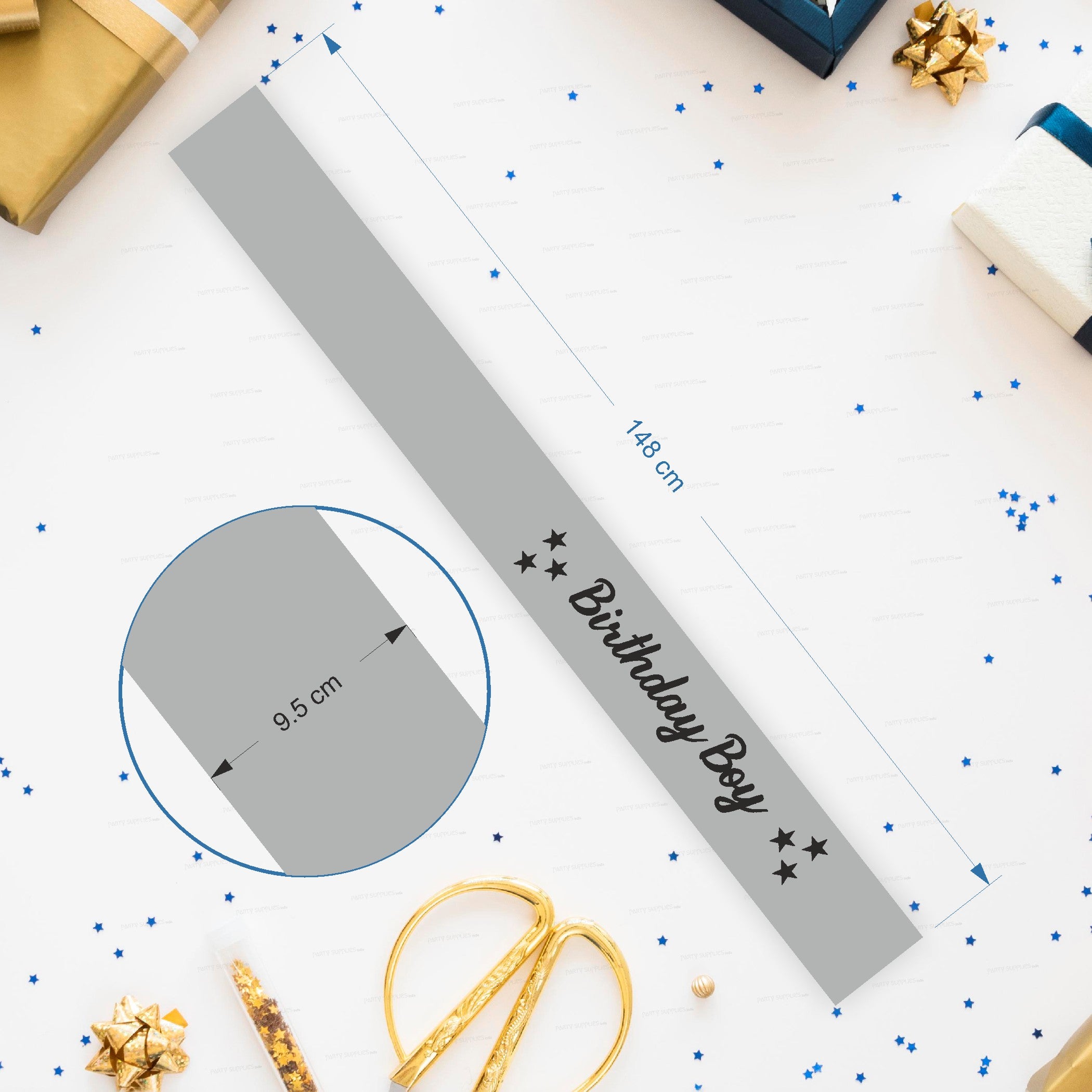 Birthday Boy Silver Satin Party Sash