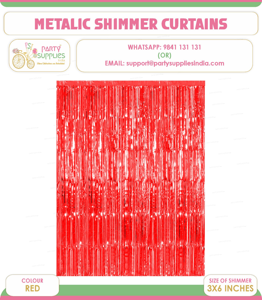 PSI Party Metallic Red Shimmer Curtain
