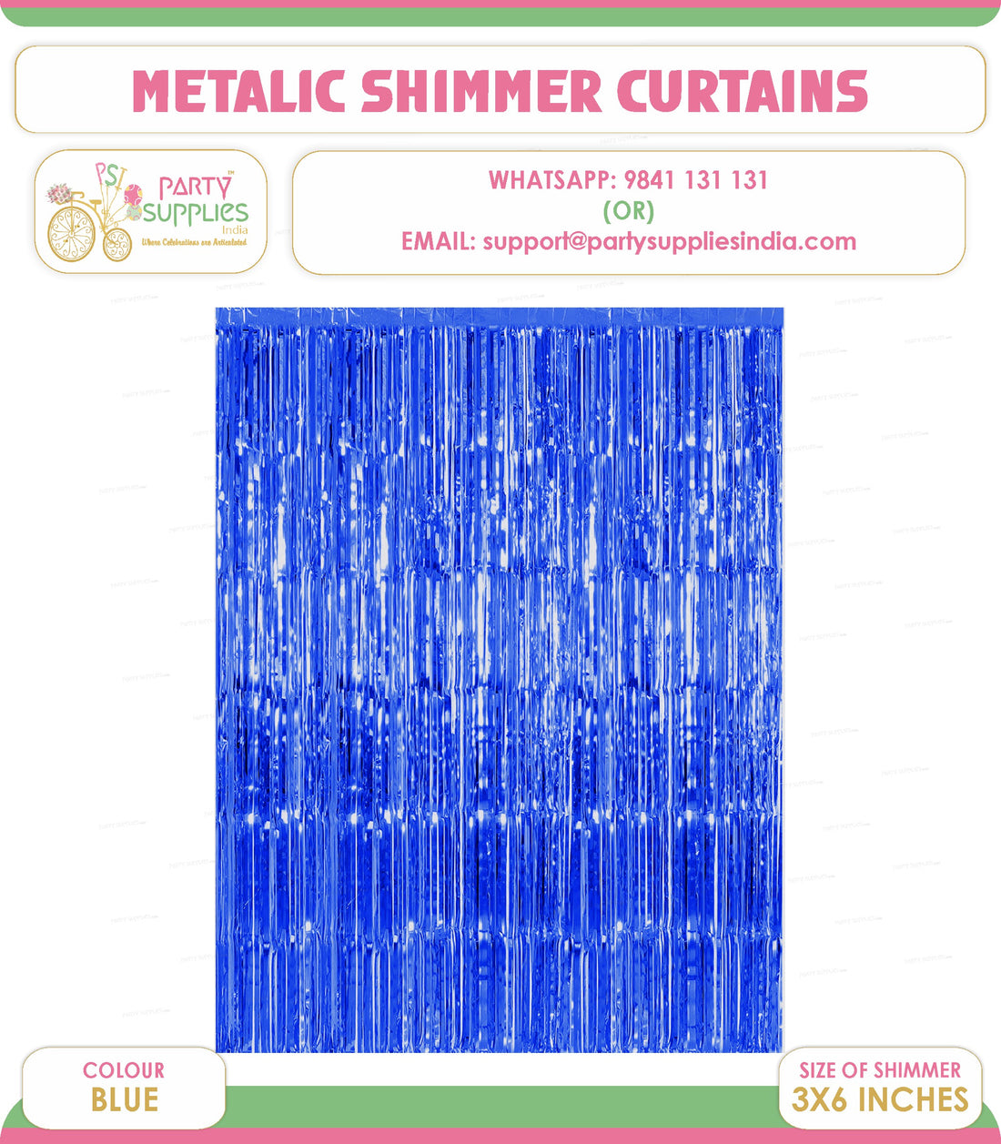 PSI Party Metallic Blue Shimmer Curtain
