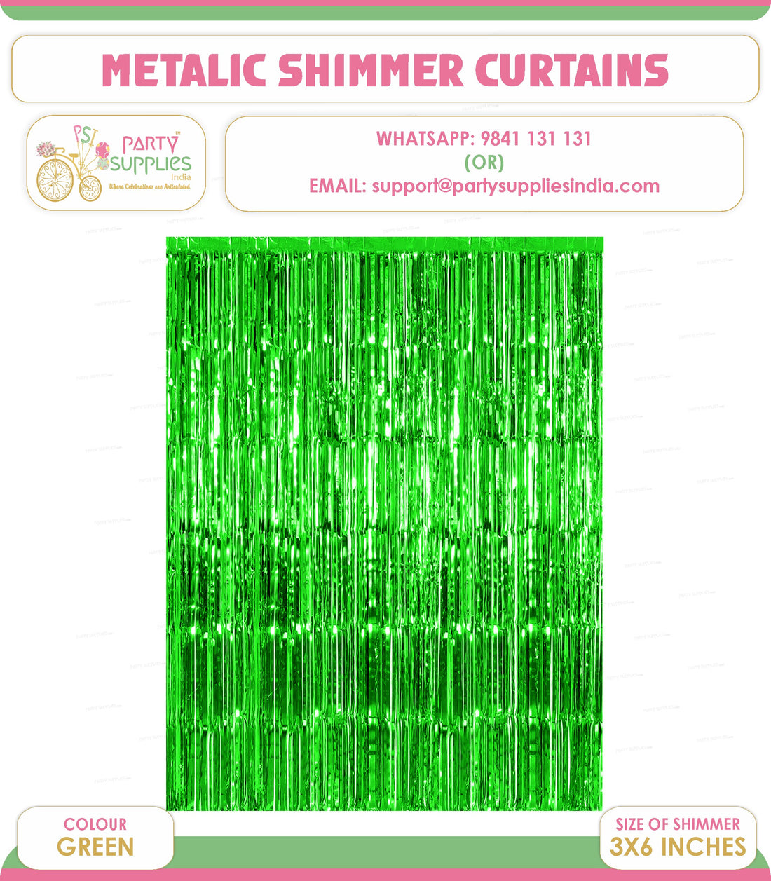 PSI Party Metallic Green Shimmer Curtain