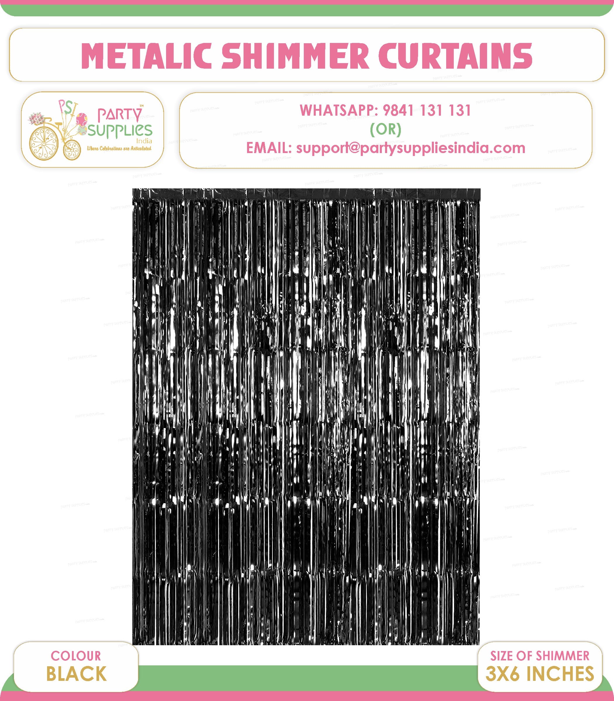 PSI Party Metallic Black Shimmer Curtain