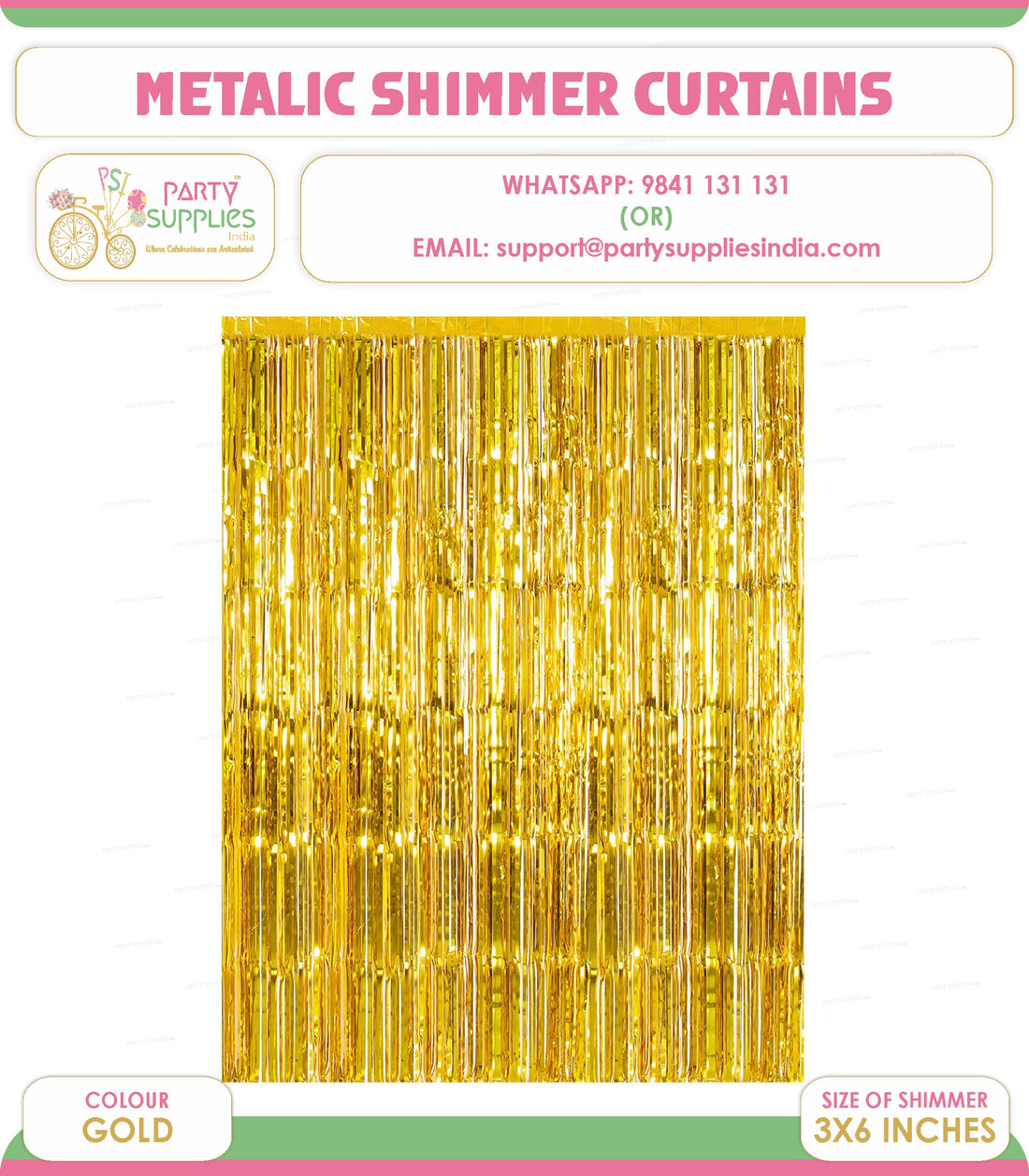 PSI Party Metallic Gold Shimmer Curtain