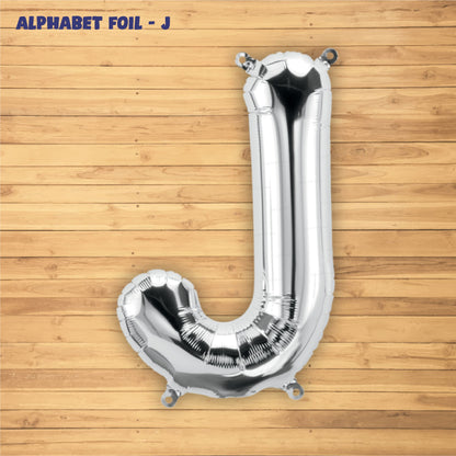 Alphabet J Premium Silver Foil Balloon
