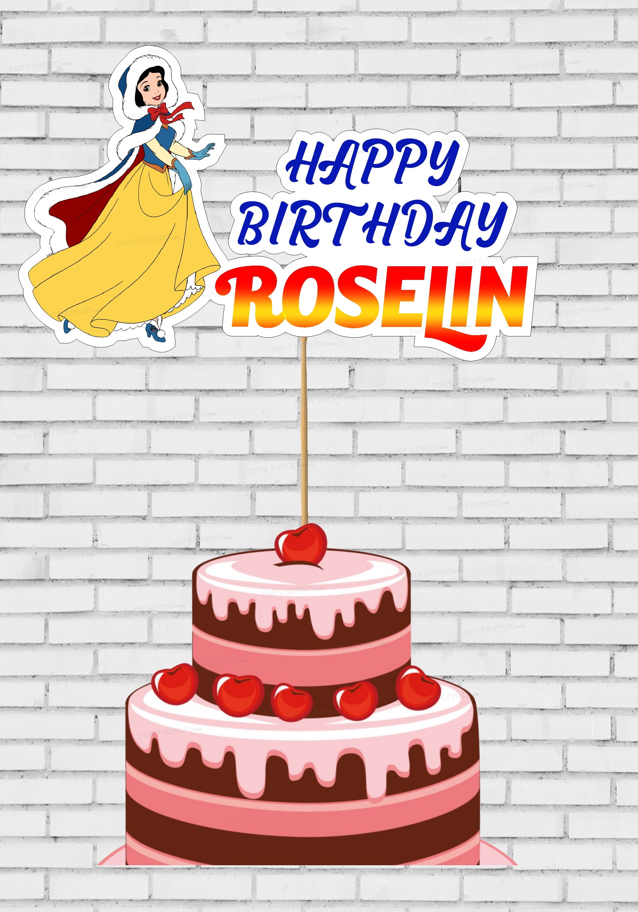 Snow And White Theme Customized Cake Topper