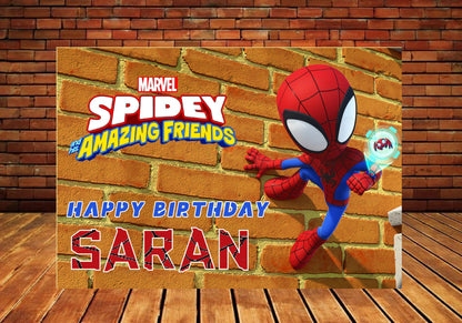 Spidey and his Amazing Friends Theme Personalized Backdrop