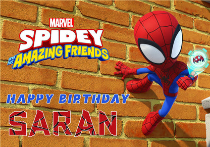Spidey and his Amazing Friends Theme Personalized Backdrop