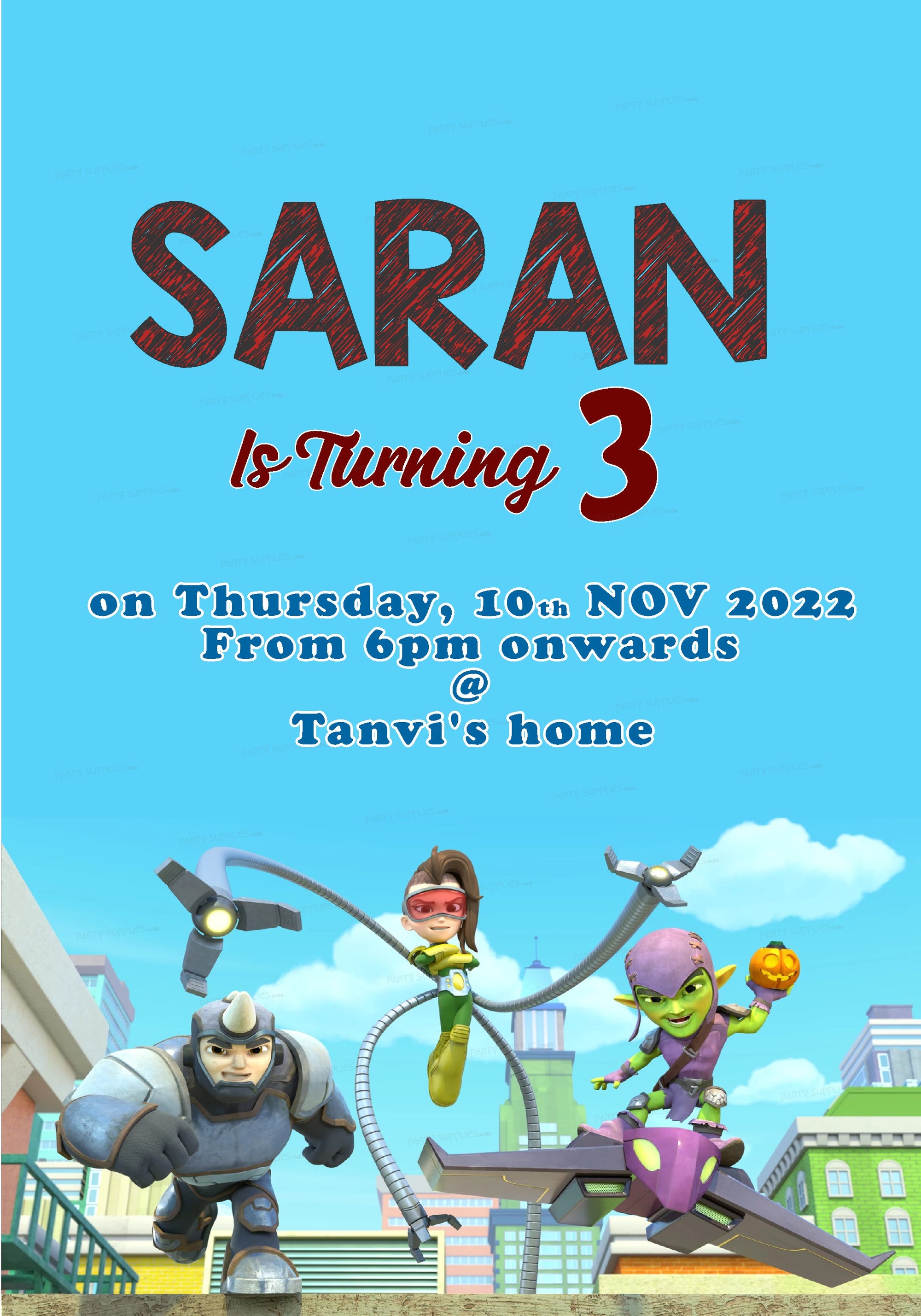 PSI Spidey and his Amazing Friends Themes Invite Party supplies