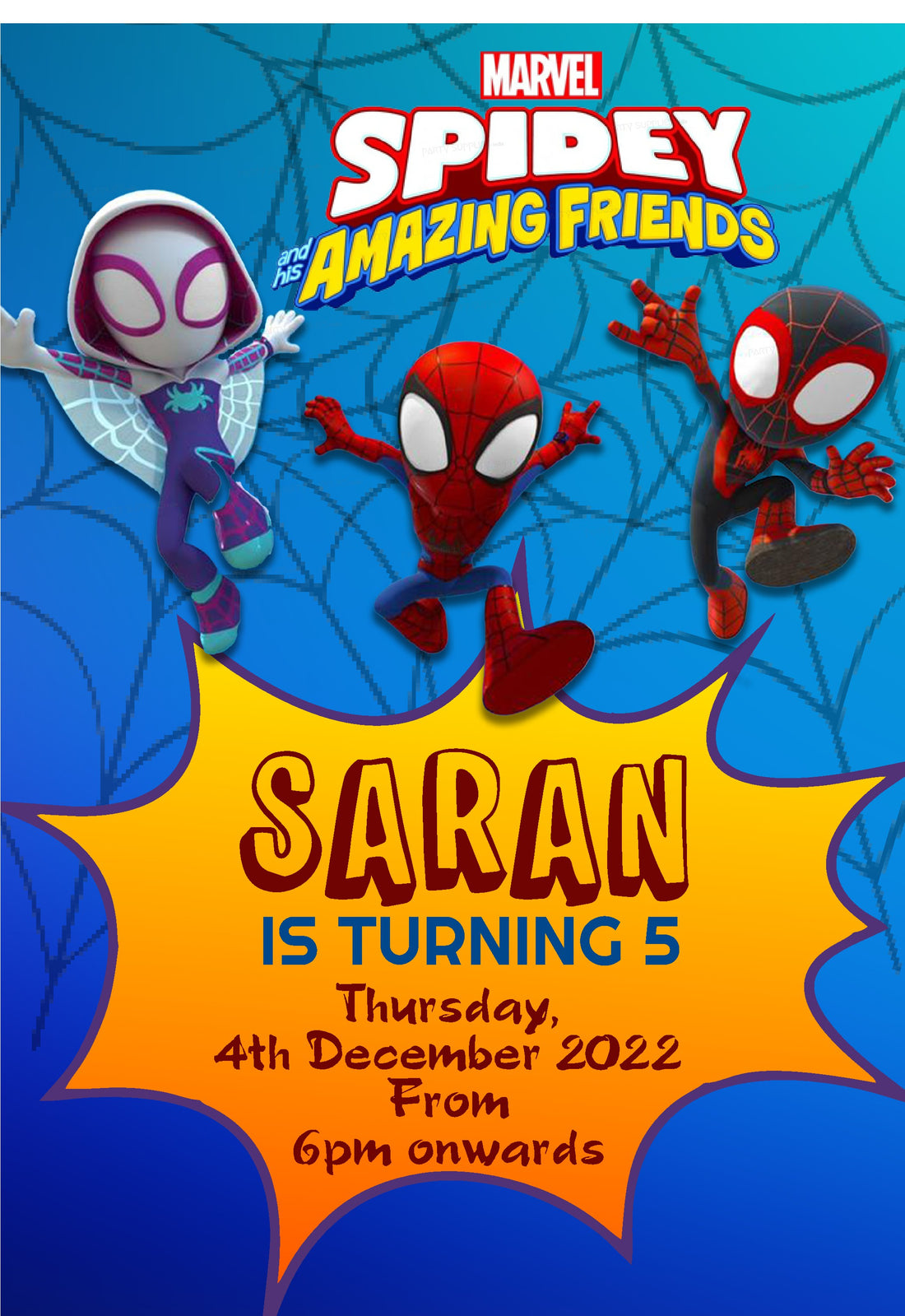 Spidey and his Amazing Friends Themes Customized Invite