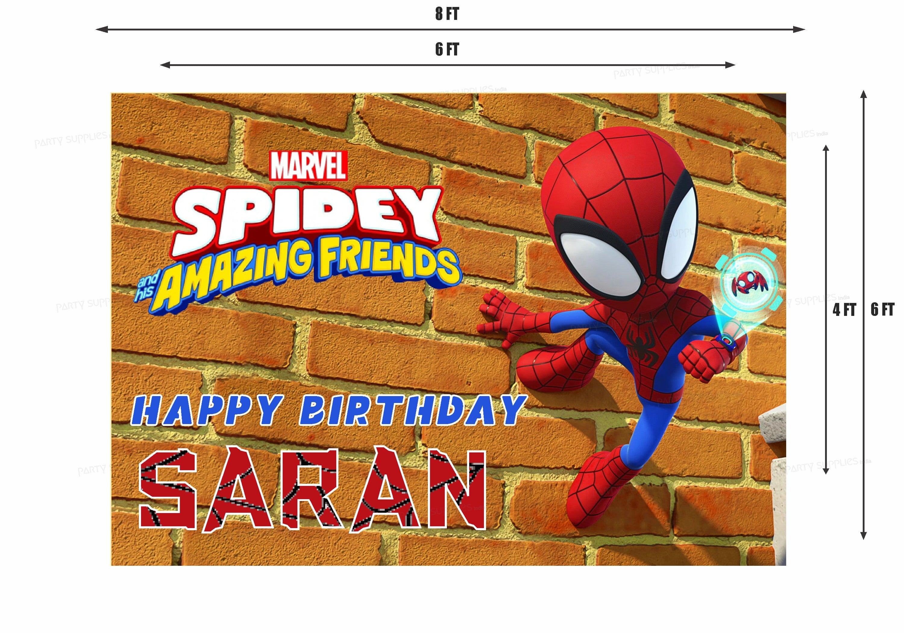 Spidey and his Amazing Friends Theme Personalized Backdrop