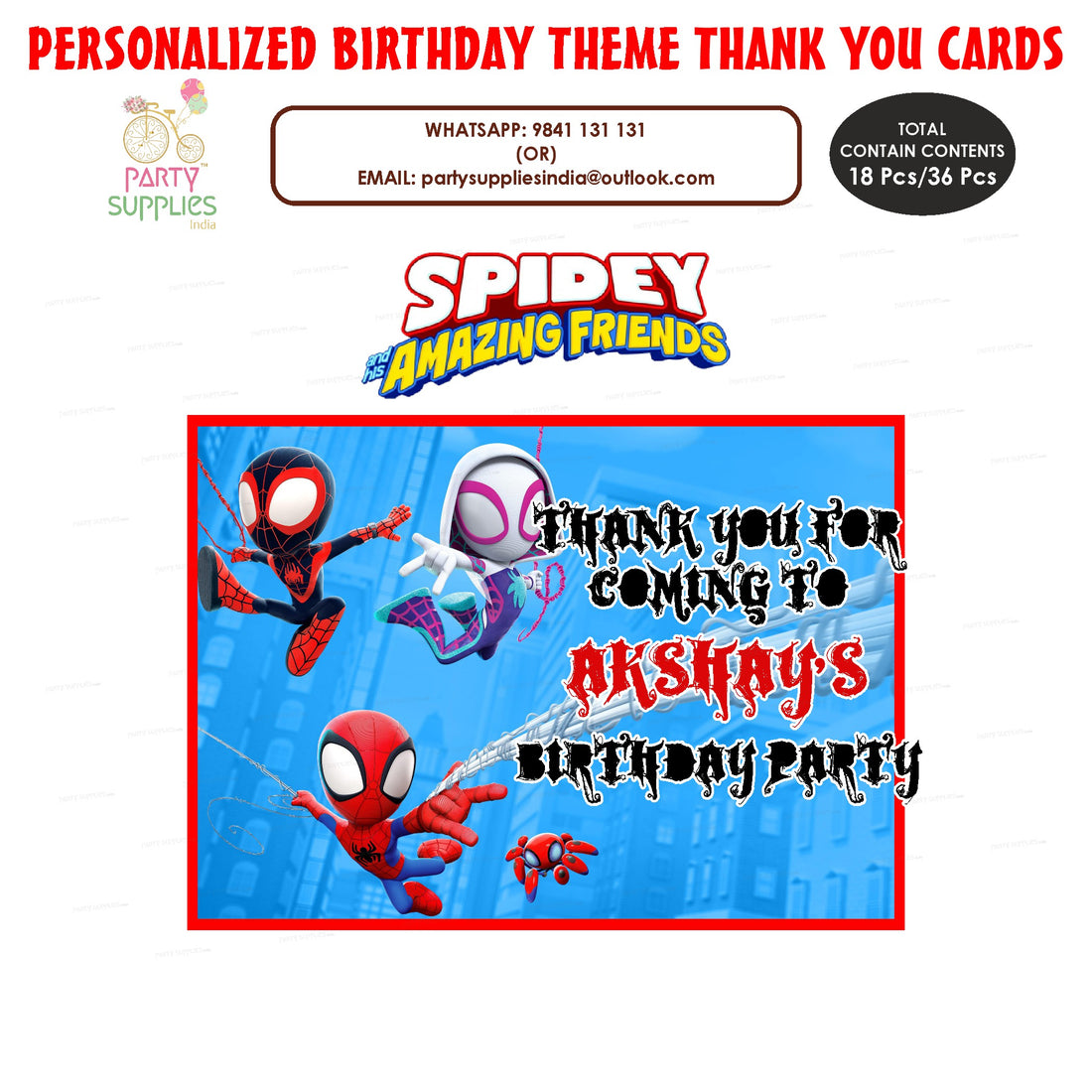 Spidey and his Amazing Friends Theme Thank You Card