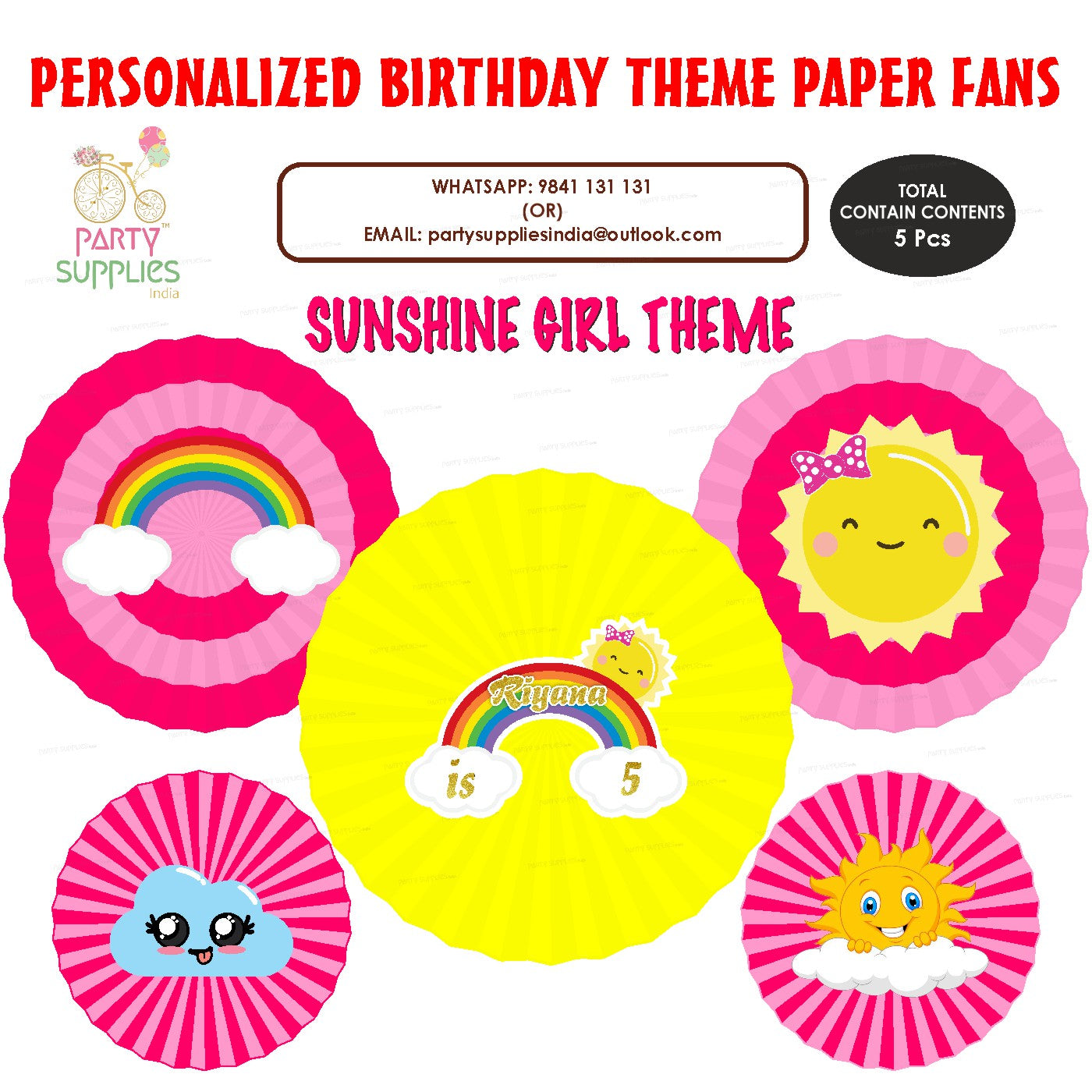 Sunshine Theme Girl Paper Fan
