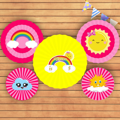 Sunshine Theme Girl Paper Fan