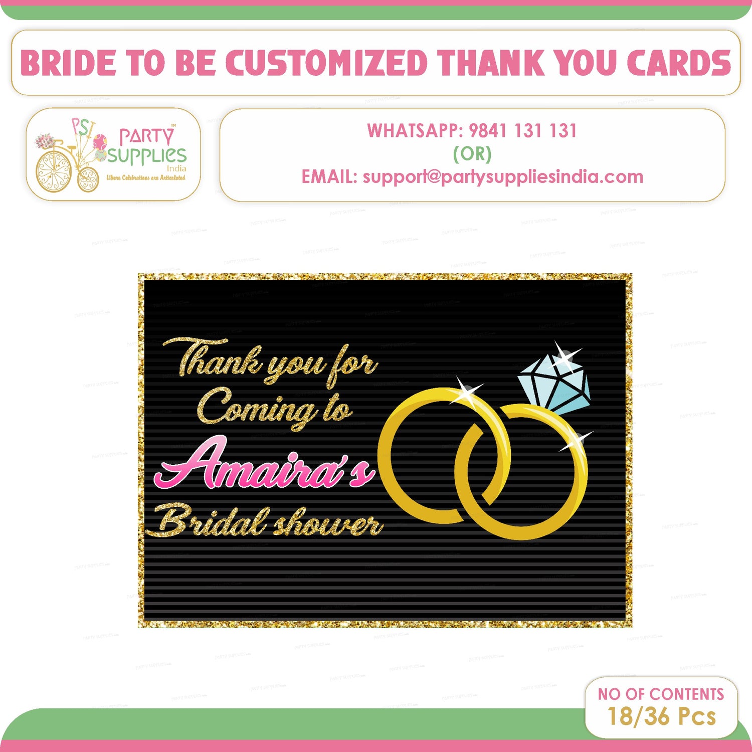 PSI Bride to Be Theme Thankyou Card