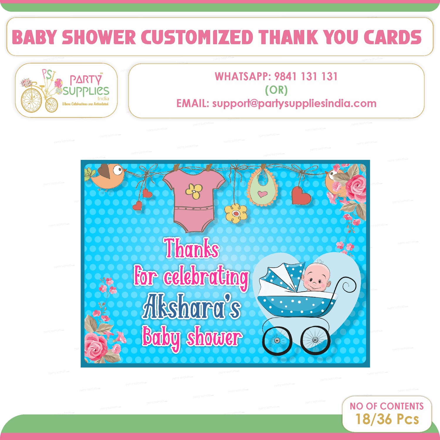 PSI Baby Shower Theme Thank You Card