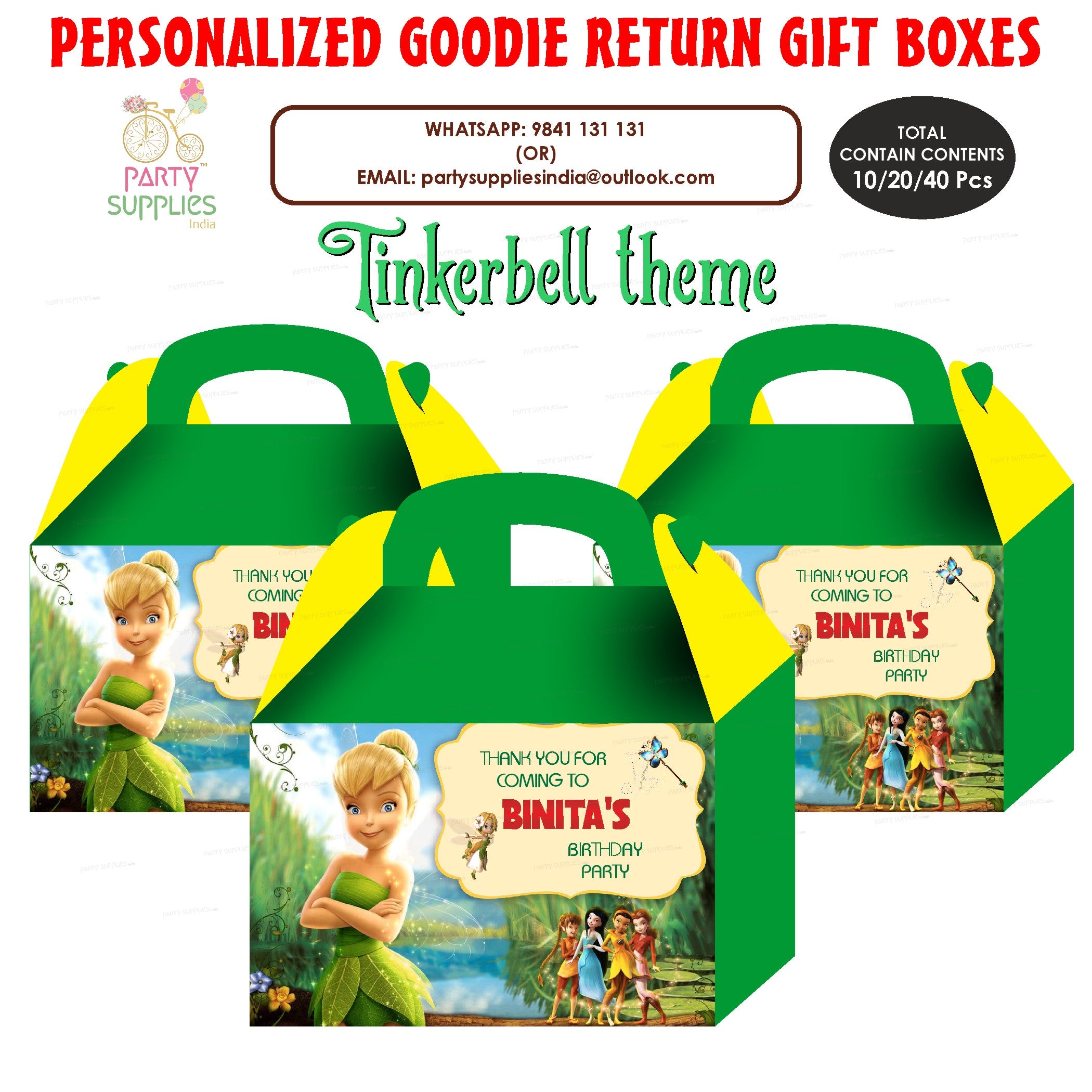 PSI Tinkerbell Theme Goodie Return Gift Boxes