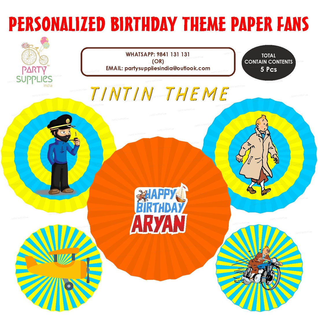 Tin Tin Theme Paper Fan